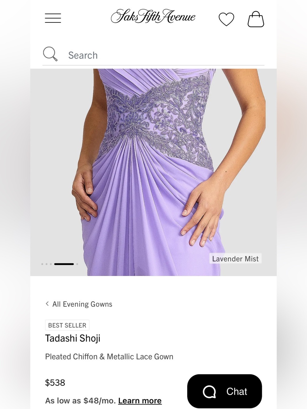 Tadashi Shoji Mihaley Lavender Mist Embroidered Waist Drape Maxi Gown Dress $538 - Picture 8 of 11
